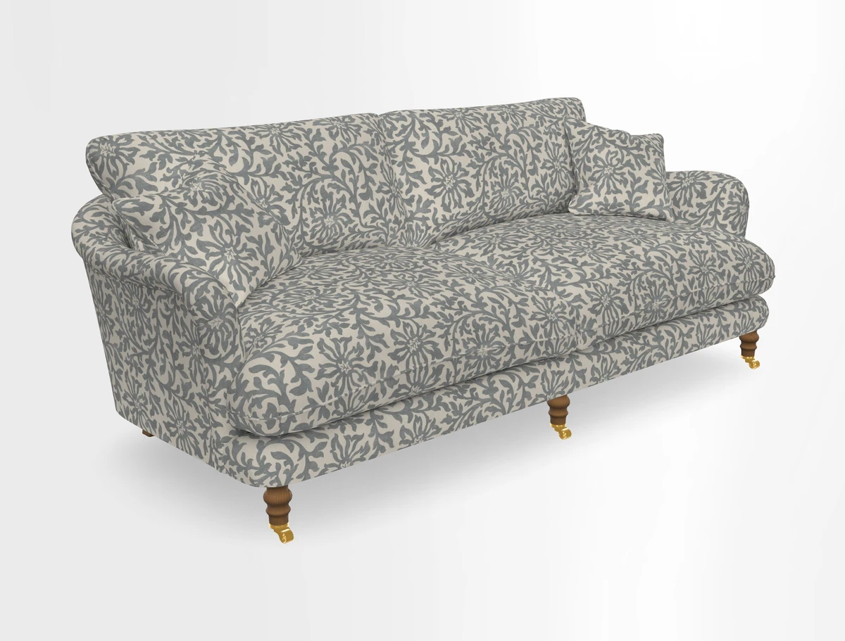 Pugin 3 Seater Sofa in V&A Threads of India Varanasi Wilderness Ink