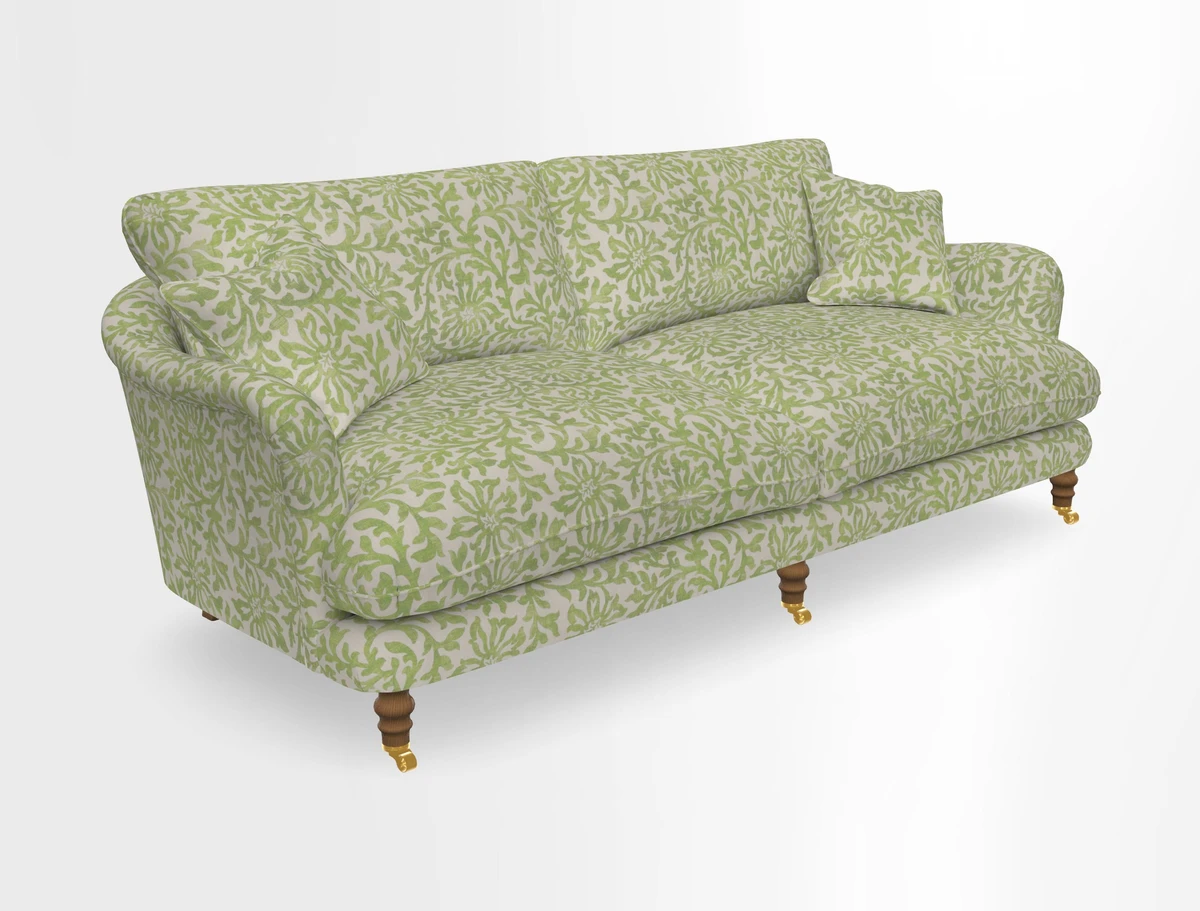 Pugin 3 Seater Sofa in V&A Threads of India Varanasi Wilderness Ink