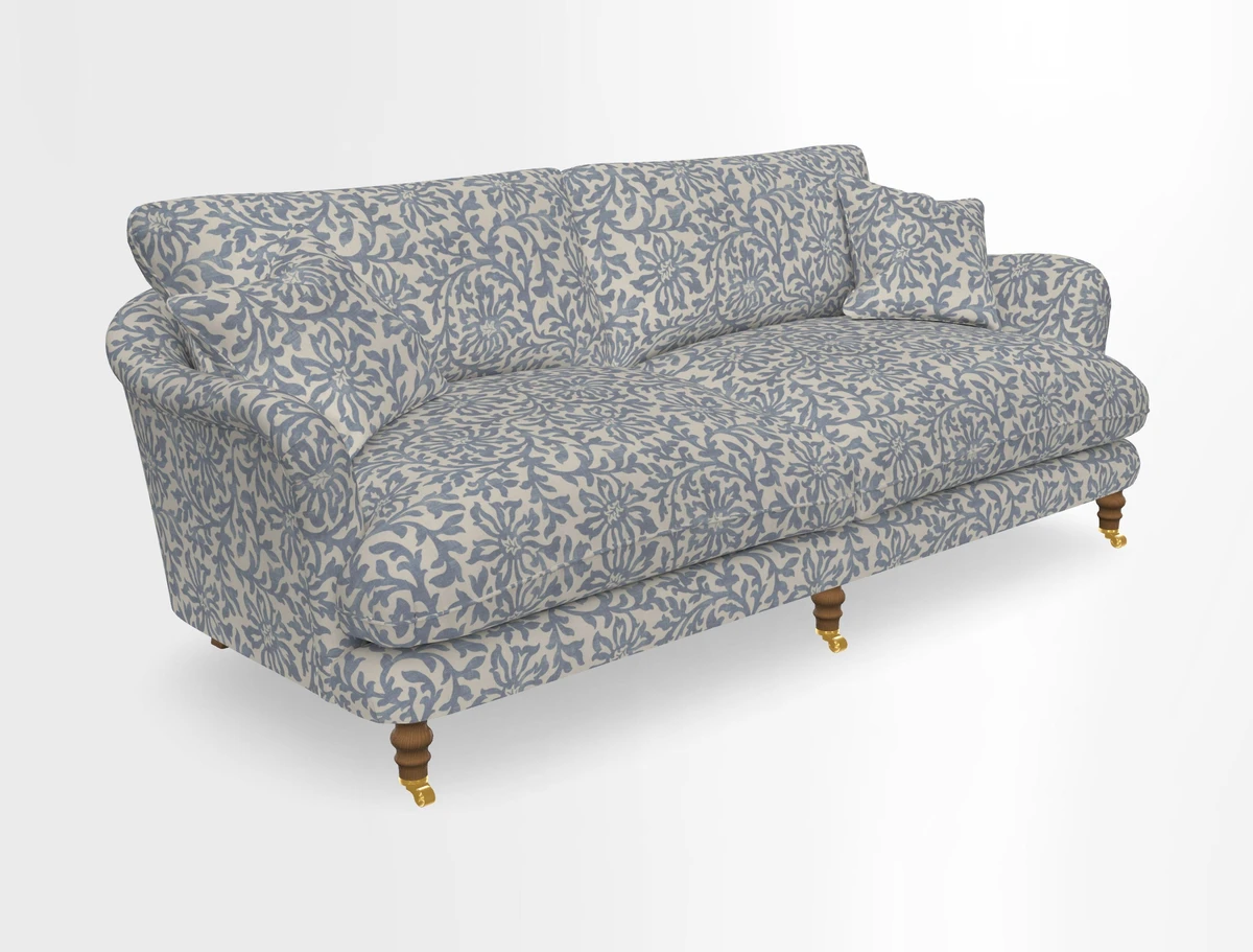 Pugin 3 Seater Sofa in V&A Threads of India Varanasi Wilderness Ink