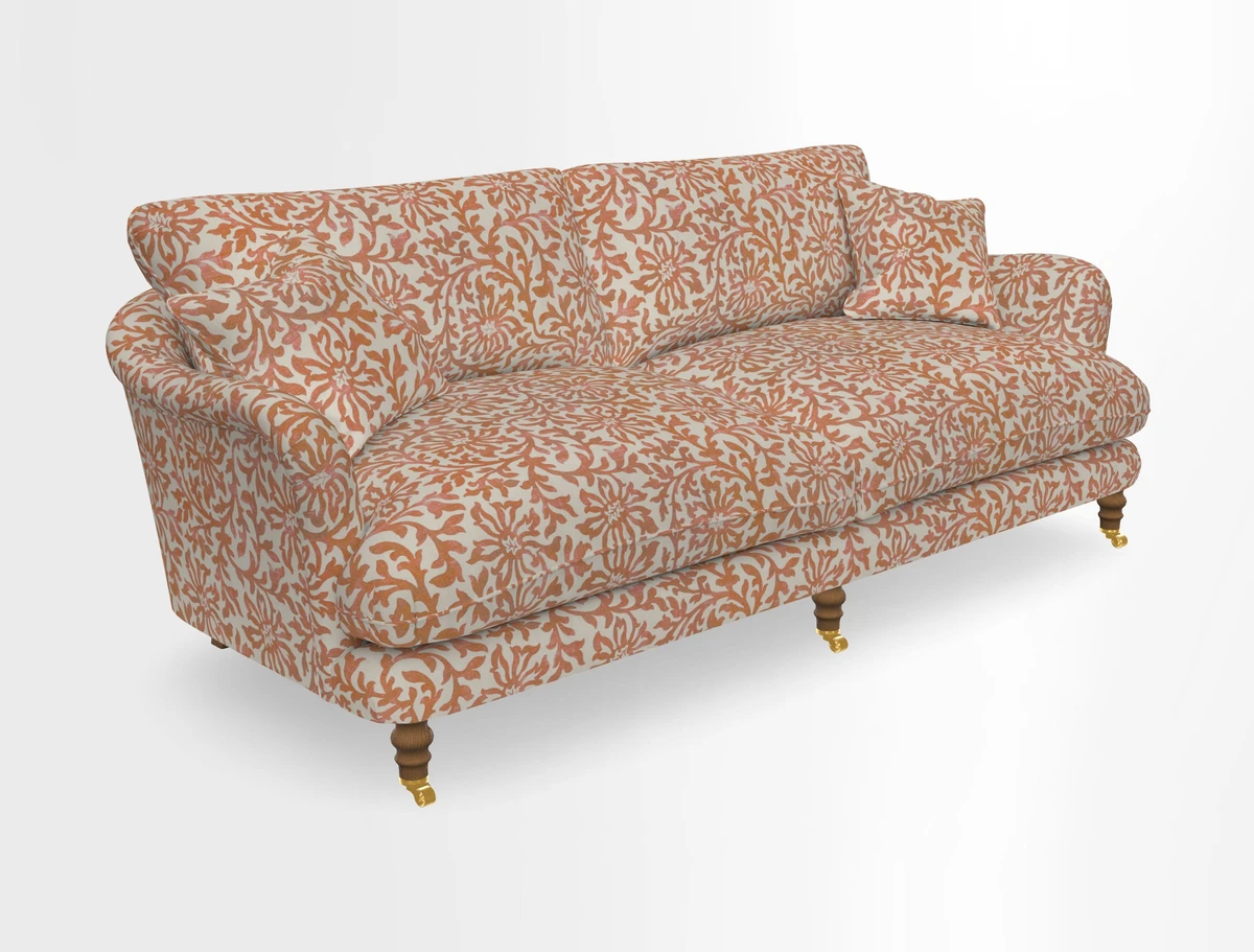 Pugin 3 Seater Sofa in V&A Threads of India Varanasi Wilderness Ink