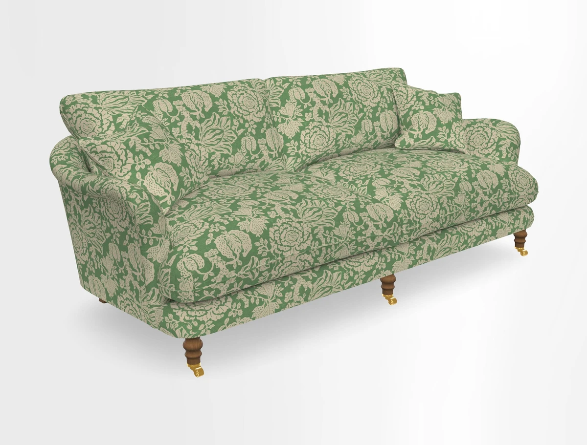 Pugin 3 Seater Sofa in V&A Threads of India Varanasi Wilderness Ink