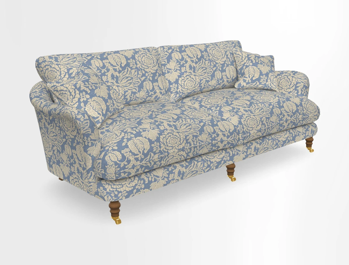 Pugin 3 Seater Sofa in V&A Threads of India Varanasi Wilderness Ink