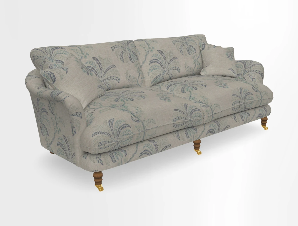 Pugin 3 Seater Sofa in V&A Threads of India Varanasi Wilderness Ink