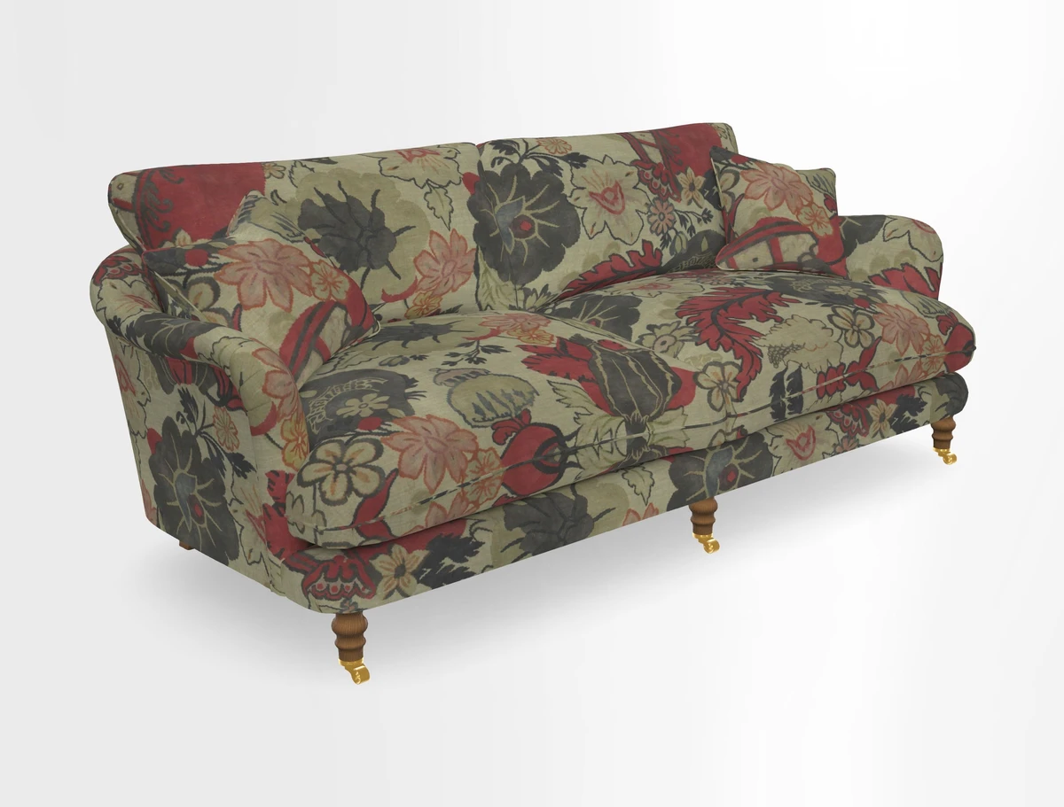 Pugin 3 Seater Sofa in V&A Threads of India Varanasi Wilderness Ink