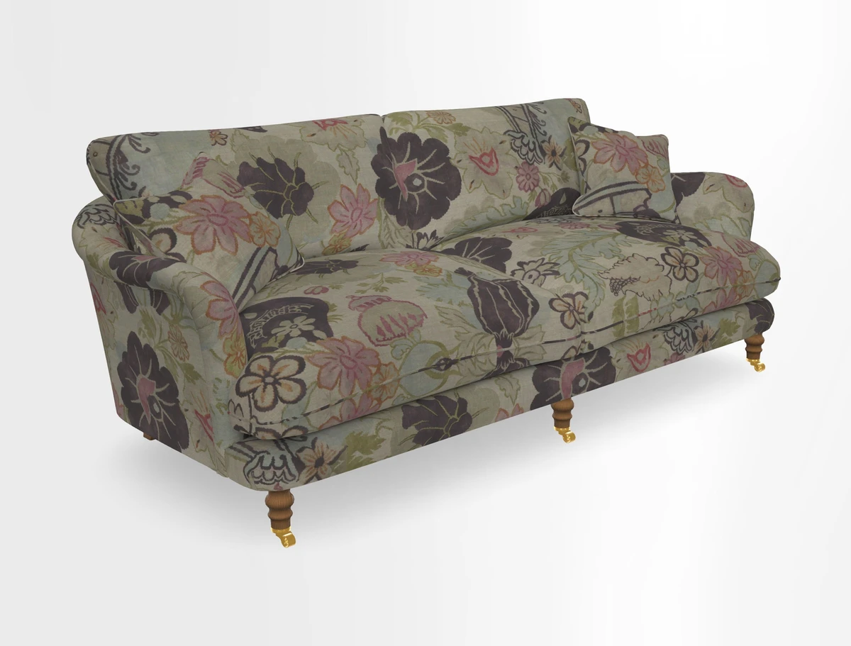 Pugin 3 Seater Sofa in V&A Threads of India Varanasi Wilderness Ink