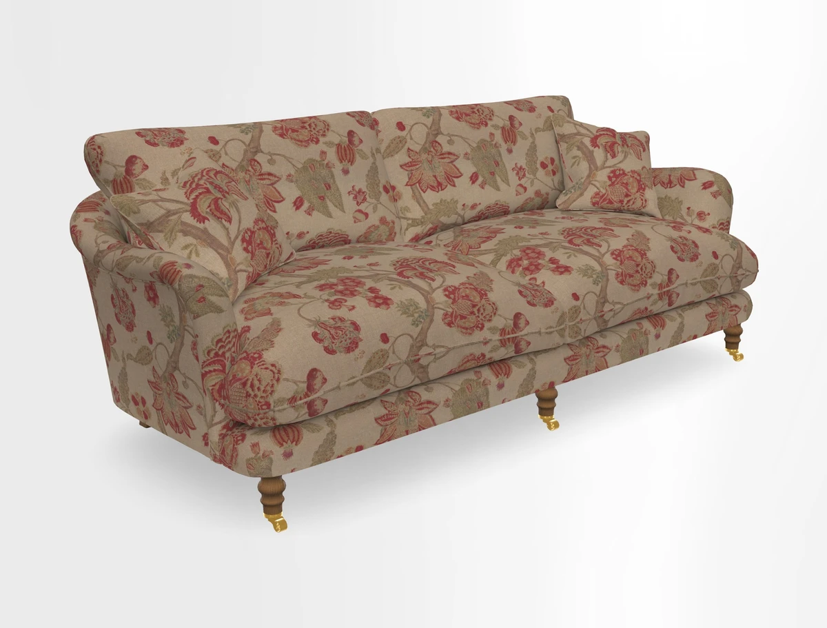 Pugin 3 Seater Sofa in V&A Threads of India Varanasi Wilderness Ink