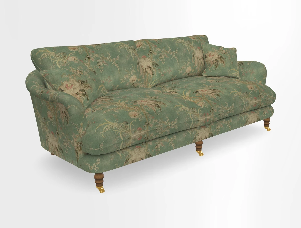 Pugin 3 Seater Sofa in V&A Threads of India Varanasi Wilderness Ink