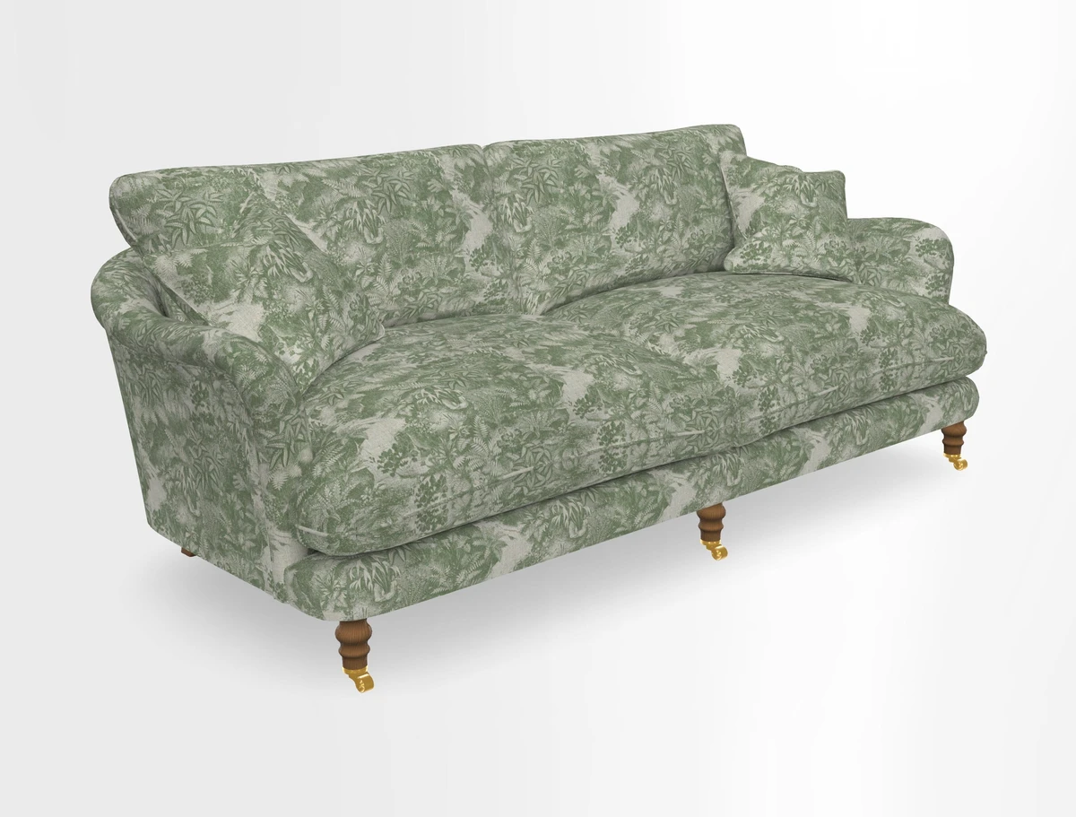 Pugin 3 Seater Sofa in V&A Threads of India Varanasi Wilderness Ink