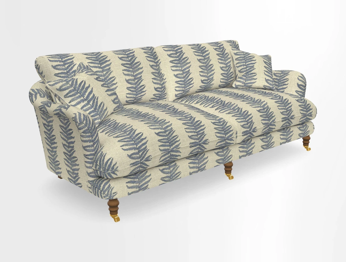 Pugin 3 Seater Sofa in V&A Threads of India Varanasi Wilderness Ink