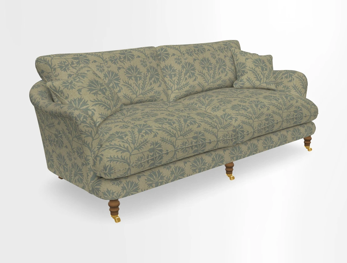 Pugin 3 Seater Sofa in V&A Threads of India Varanasi Wilderness Ink