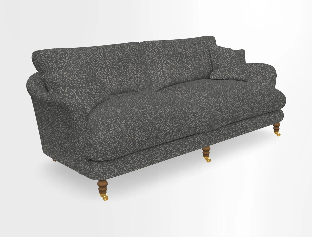 Pugin 3 Seater Sofa in V&A Threads of India Varanasi Wilderness Ink