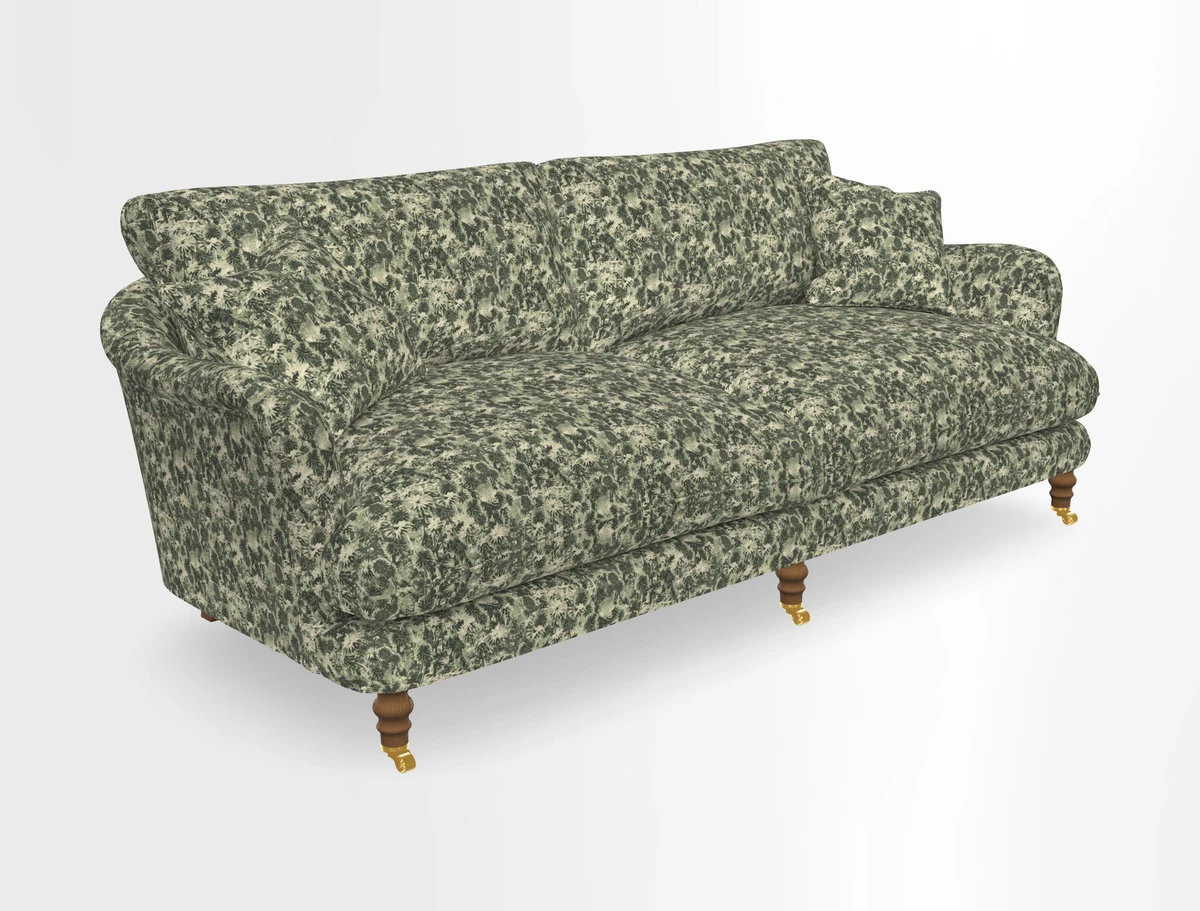 Pugin 3 Seater Sofa in V&A Threads of India Varanasi Wilderness Ink