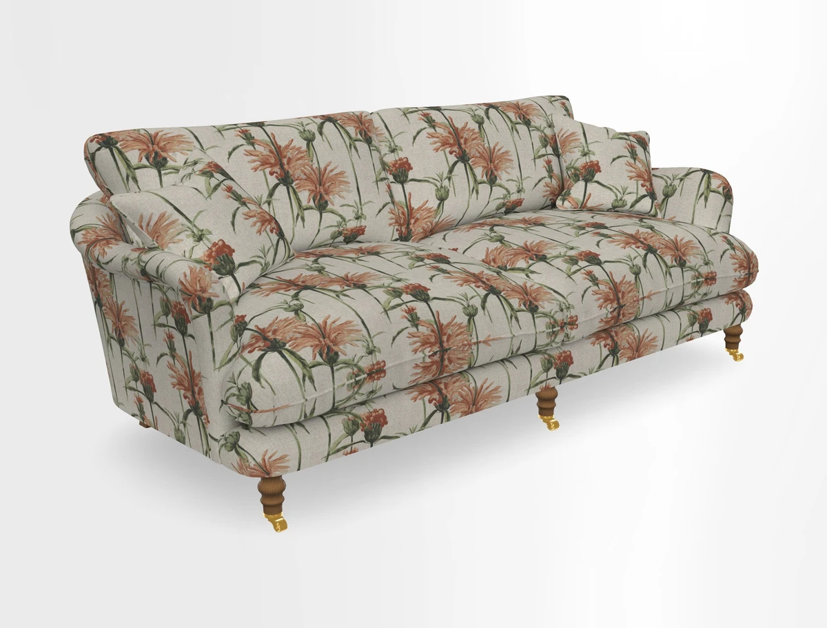 Pugin 3 Seater Sofa in V&A Threads of India Varanasi Wilderness Ink