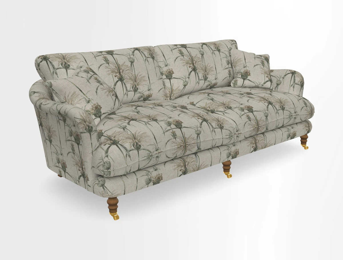 Pugin 3 Seater Sofa in V&A Threads of India Varanasi Wilderness Ink