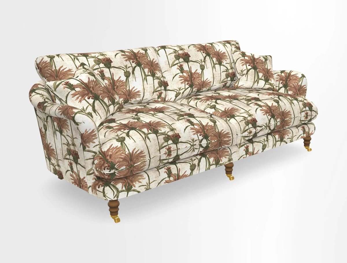 Pugin 3 Seater Sofa in V&A Threads of India Varanasi Wilderness Ink