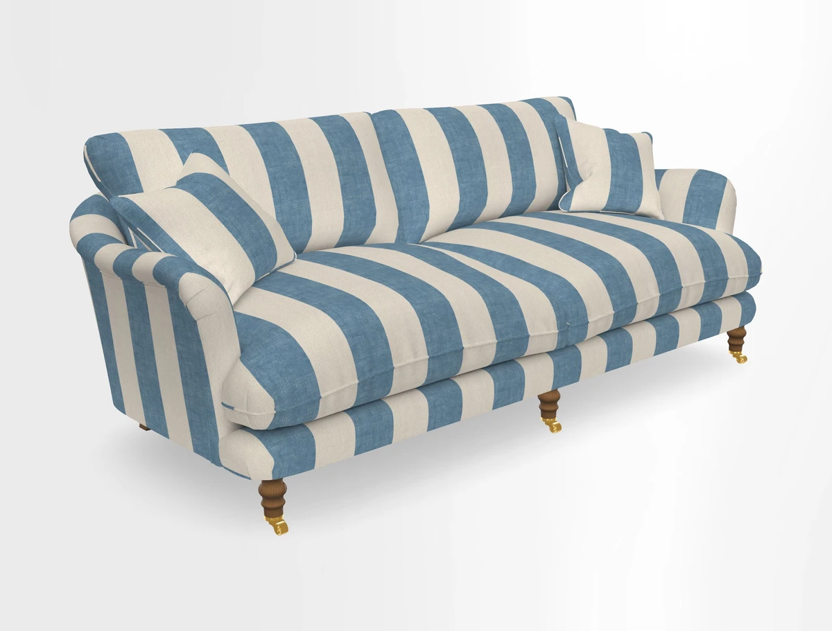 Pugin 3 Seater Sofa in V&A Threads of India Varanasi Wilderness Ink