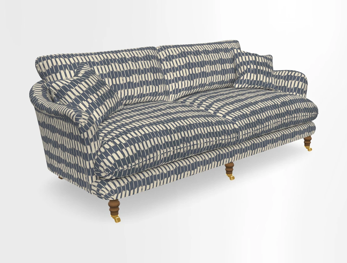 Pugin 3 Seater Sofa in V&A Threads of India Varanasi Wilderness Ink