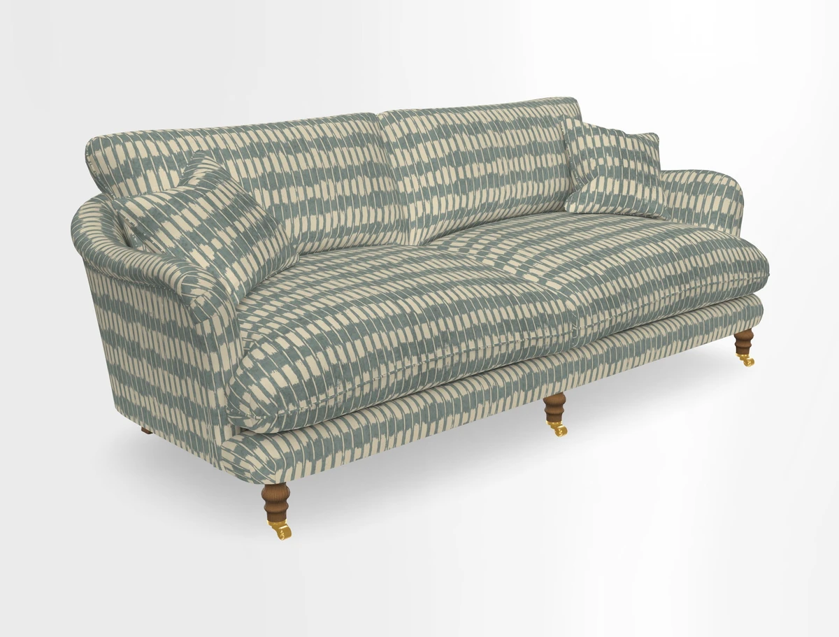 Pugin 3 Seater Sofa in V&A Threads of India Varanasi Wilderness Ink