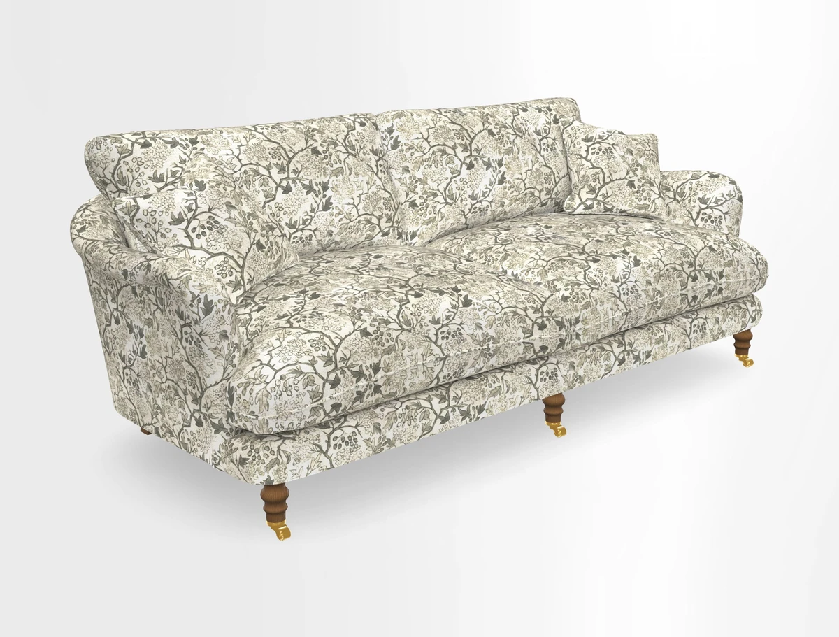 Pugin 3 Seater Sofa in V&A Threads of India Varanasi Wilderness Ink