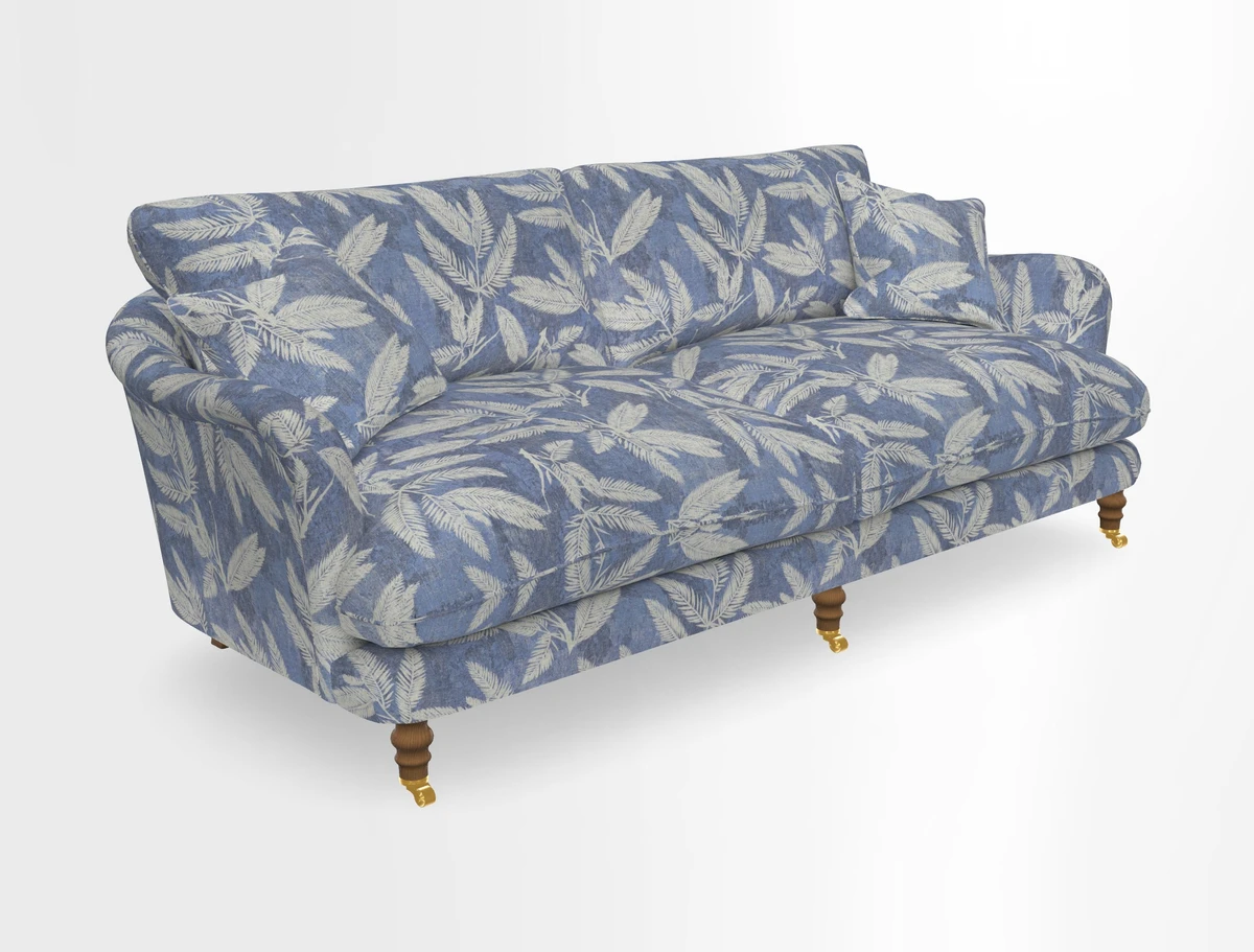 Pugin 3 Seater Sofa in V&A Threads of India Varanasi Wilderness Ink