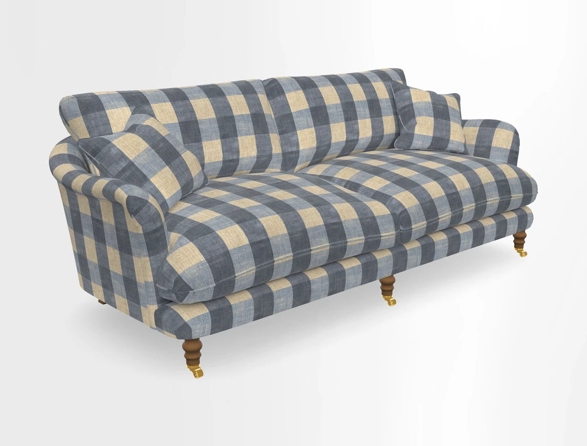 Pugin 3 Seater Sofa in V&A Threads of India Varanasi Wilderness Ink