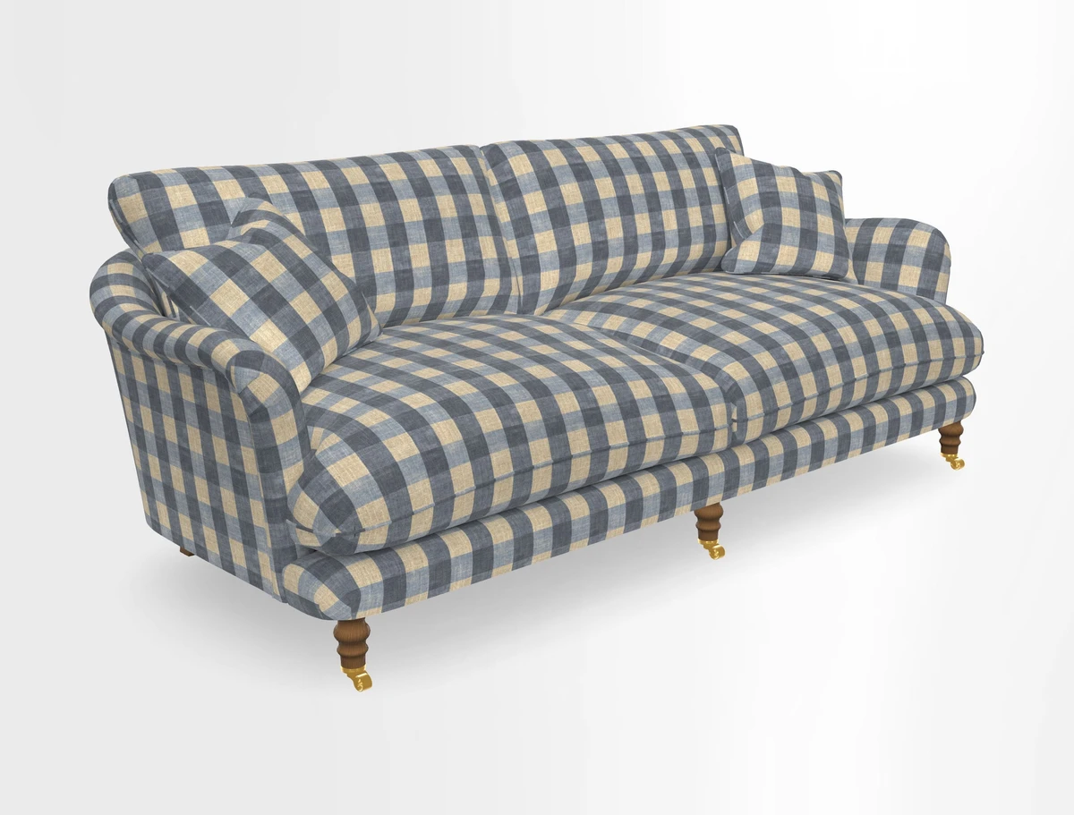 Pugin 3 Seater Sofa in V&A Threads of India Varanasi Wilderness Ink