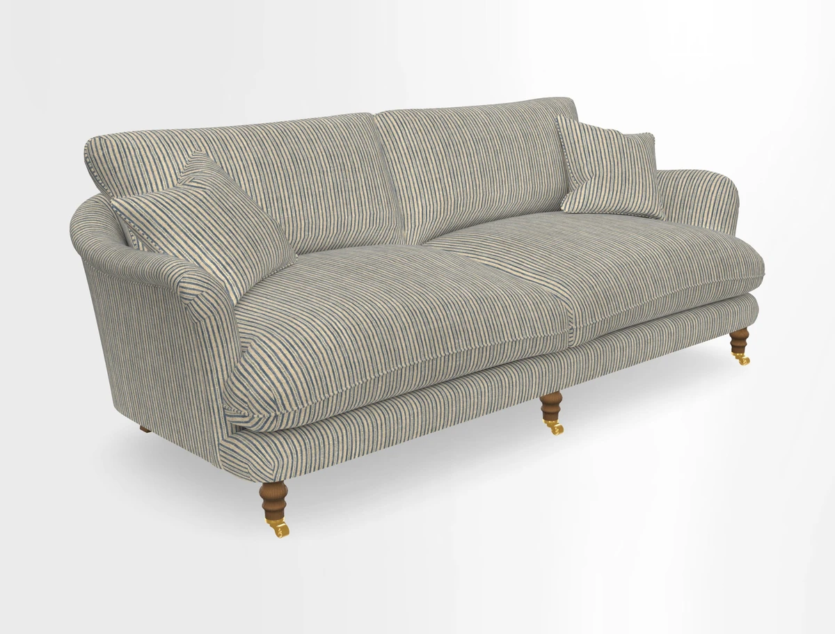 Pugin 3 Seater Sofa in V&A Threads of India Varanasi Wilderness Ink