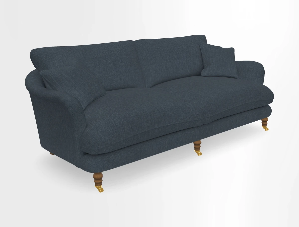 Pugin 3 Seater Sofa in V&A Threads of India Varanasi Wilderness Ink