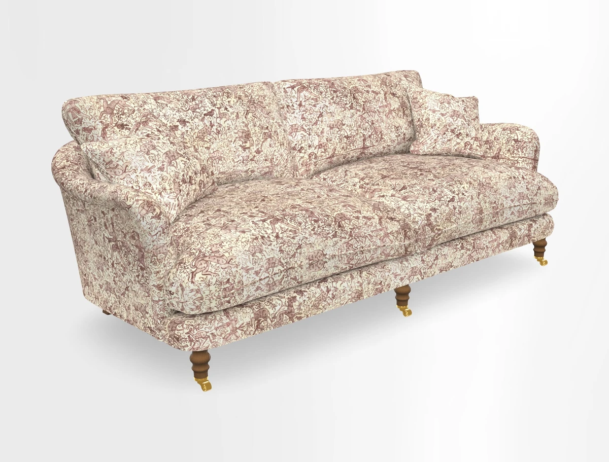 Pugin 3 Seater Sofa in V&A Threads of India Varanasi Wilderness Ink
