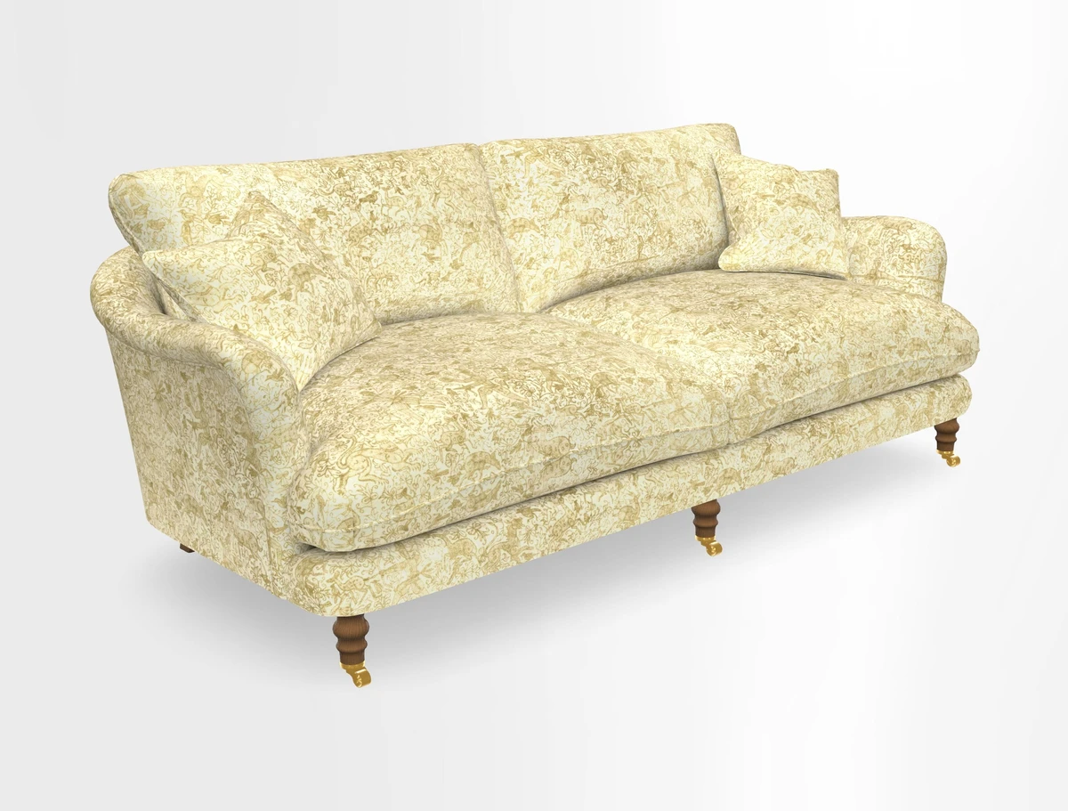 Pugin 3 Seater Sofa in V&A Threads of India Varanasi Wilderness Ink