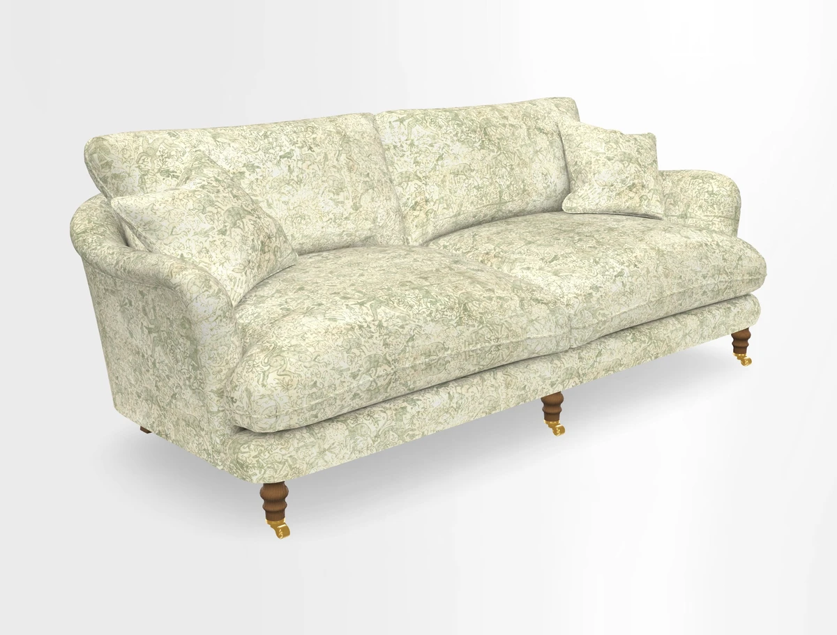 Pugin 3 Seater Sofa in V&A Threads of India Varanasi Wilderness Ink