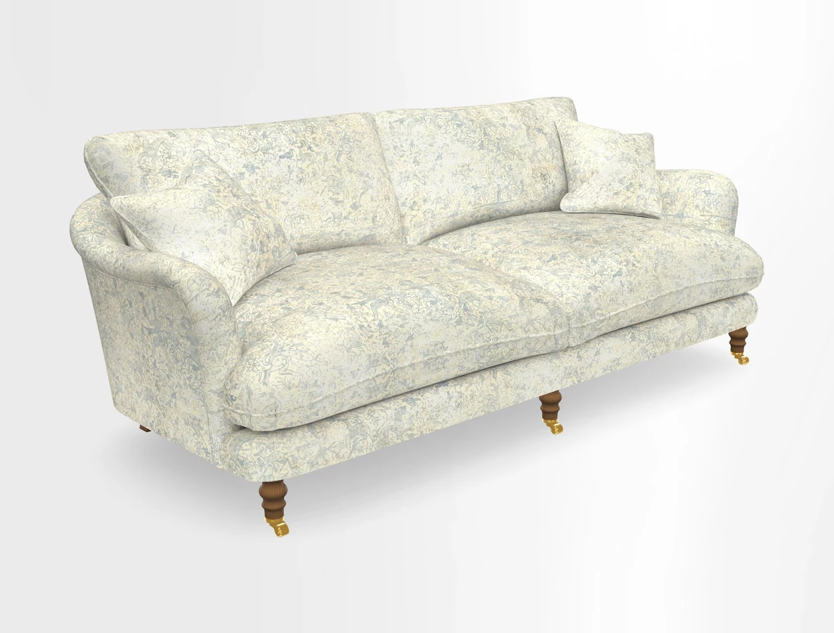 Pugin 3 Seater Sofa in V&A Threads of India Varanasi Wilderness Ink