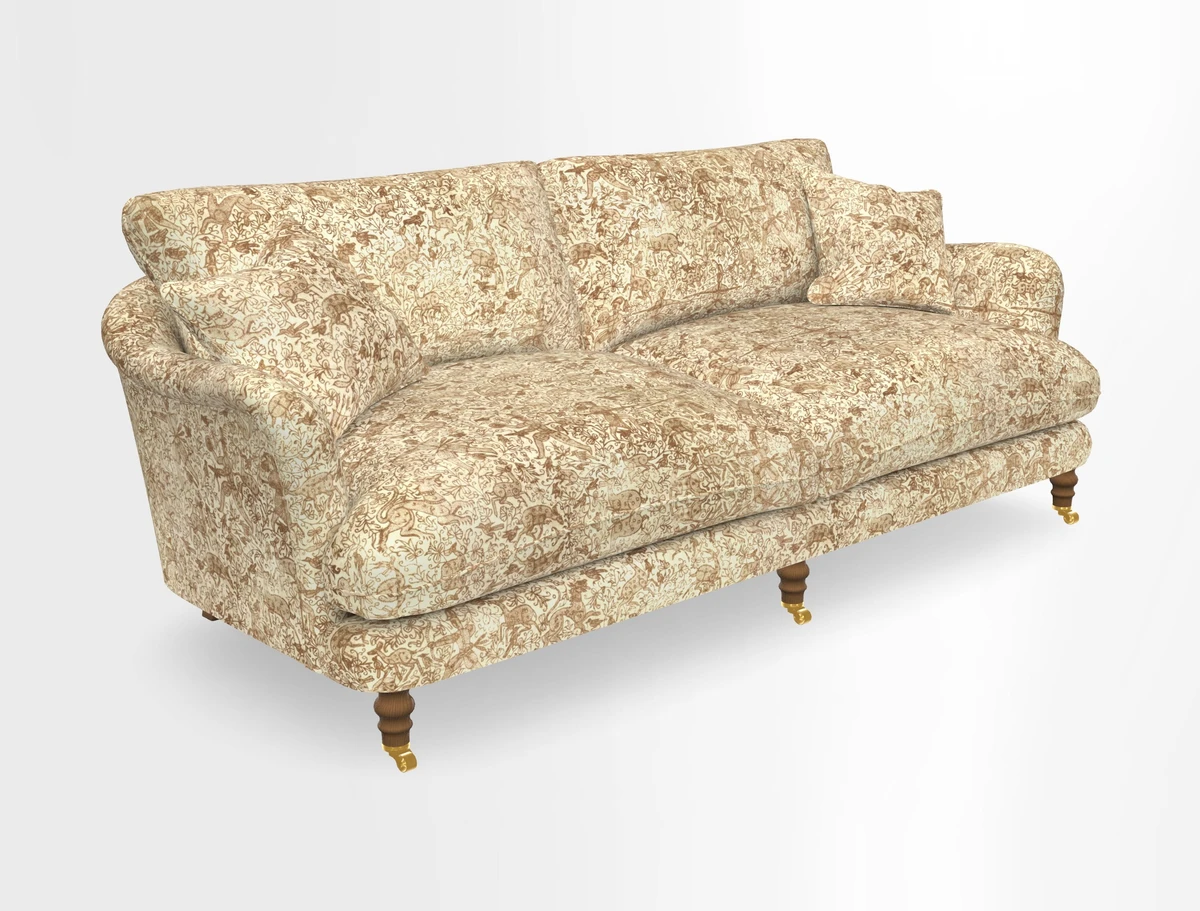 Pugin 3 Seater Sofa in V&A Threads of India Varanasi Wilderness Ink