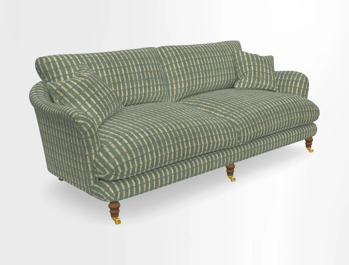 Pugin 3 Seater Sofa in V&A Threads of India Varanasi Wilderness Ink