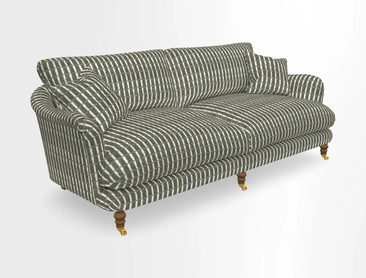 Pugin 3 Seater Sofa in V&A Threads of India Varanasi Wilderness Ink