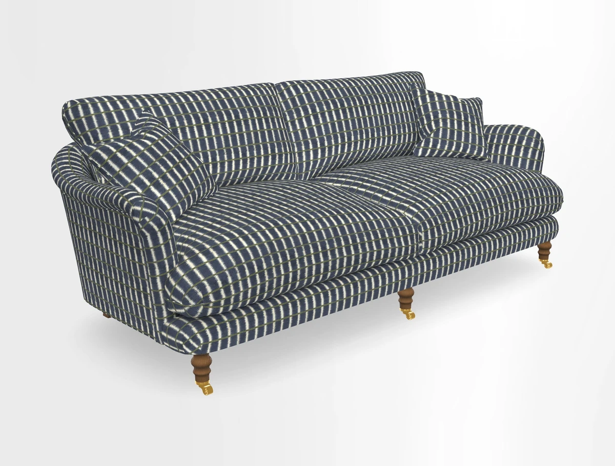 Pugin 3 Seater Sofa in V&A Threads of India Varanasi Wilderness Ink