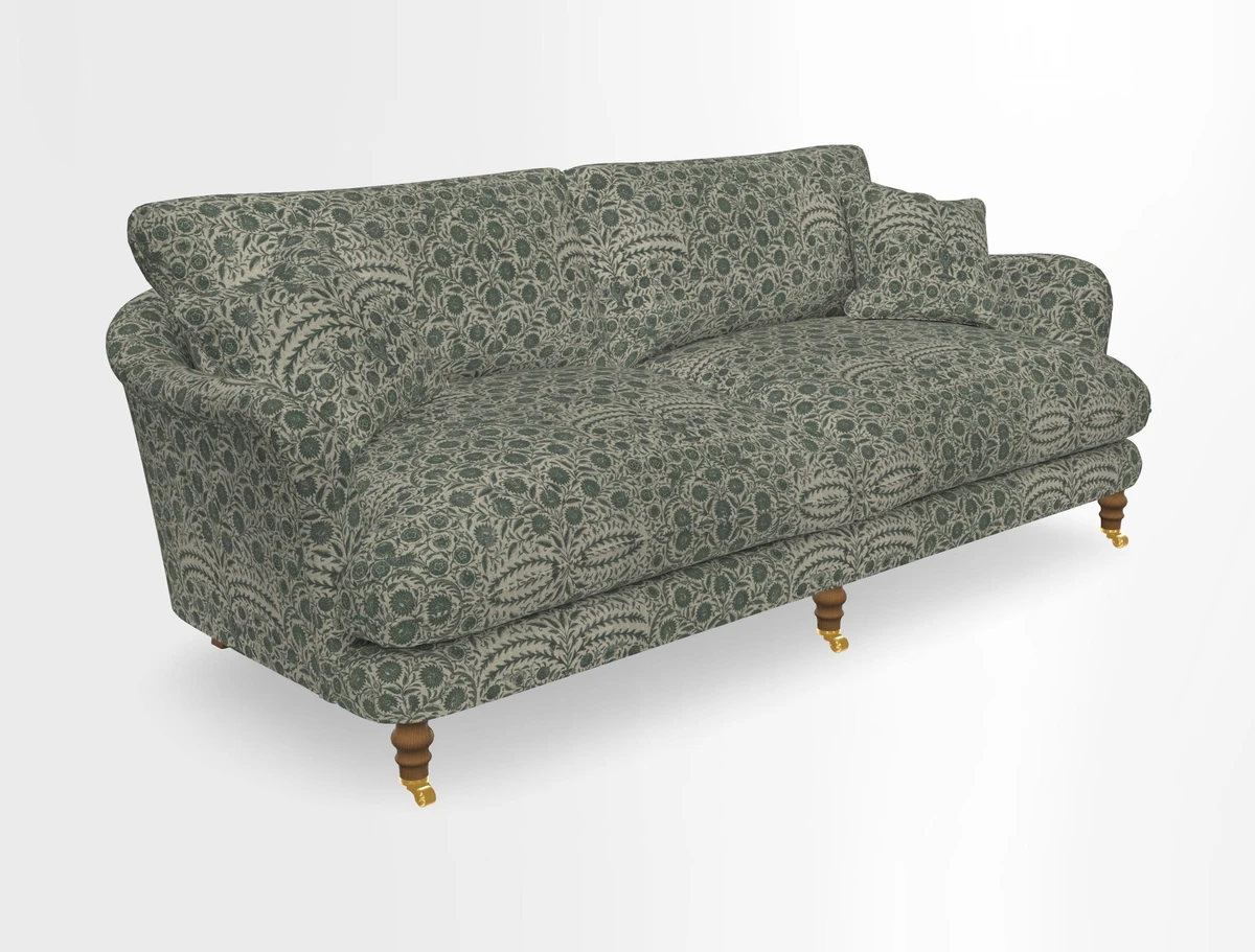 Pugin 3 Seater Sofa in V&A Threads of India Varanasi Wilderness Ink