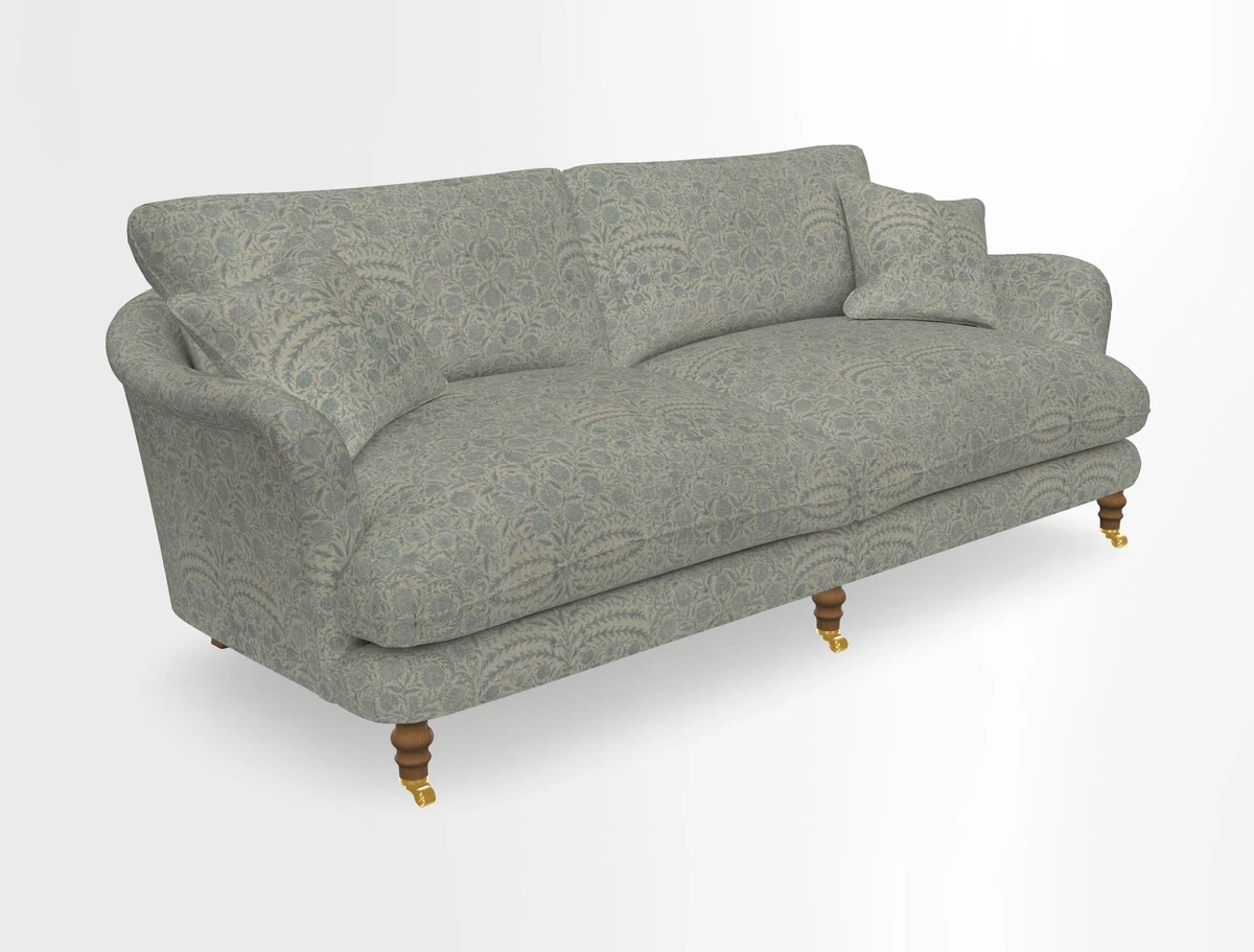Pugin 3 Seater Sofa in V&A Threads of India Varanasi Wilderness Ink