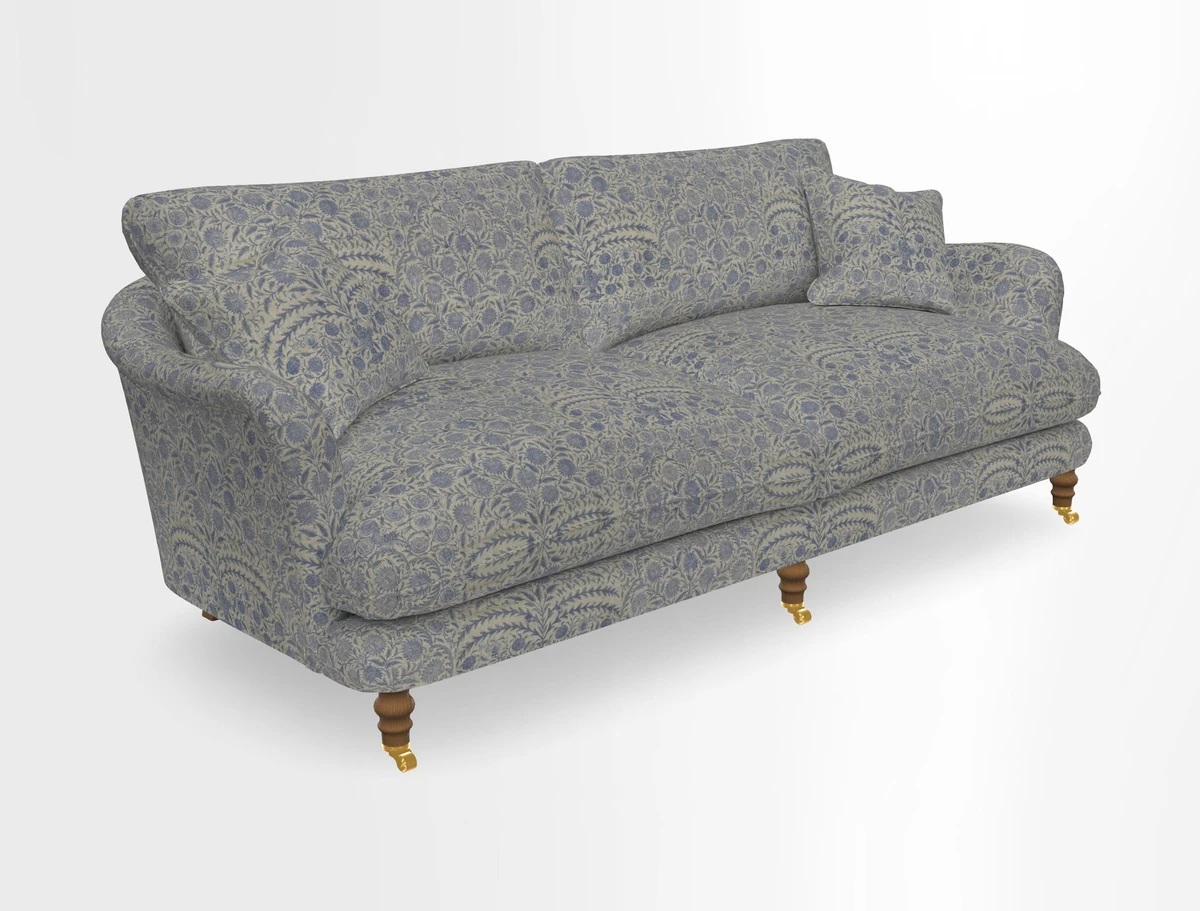 Pugin 3 Seater Sofa in V&A Threads of India Varanasi Wilderness Ink