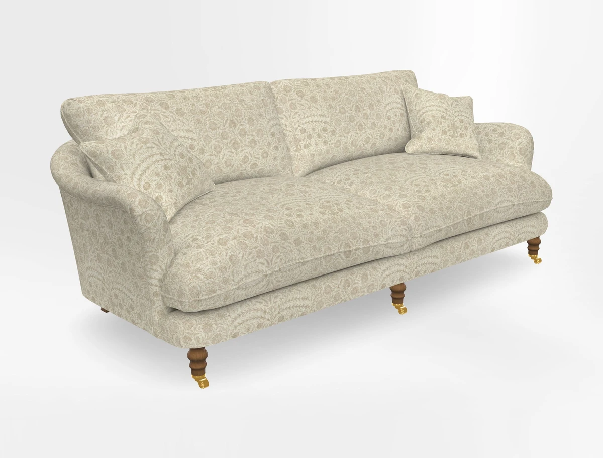 Pugin 3 Seater Sofa in V&A Threads of India Varanasi Wilderness Ink