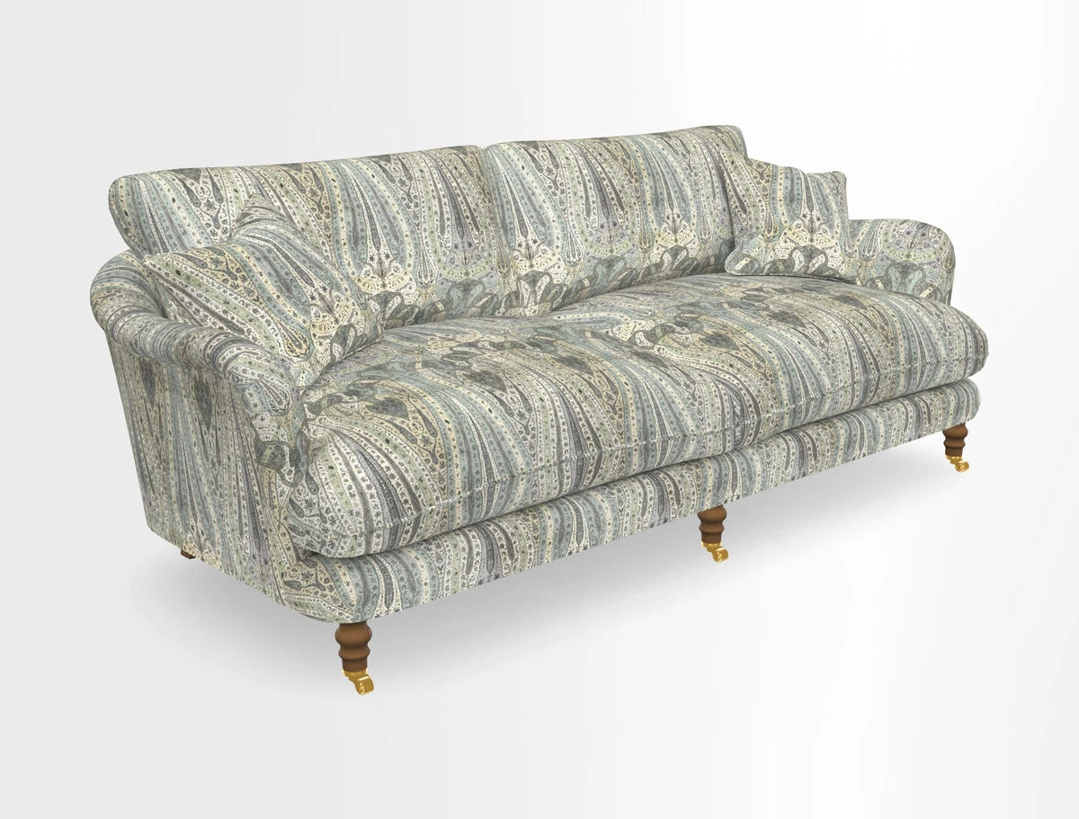 Pugin 3 Seater Sofa in V&A Threads of India Varanasi Wilderness Ink