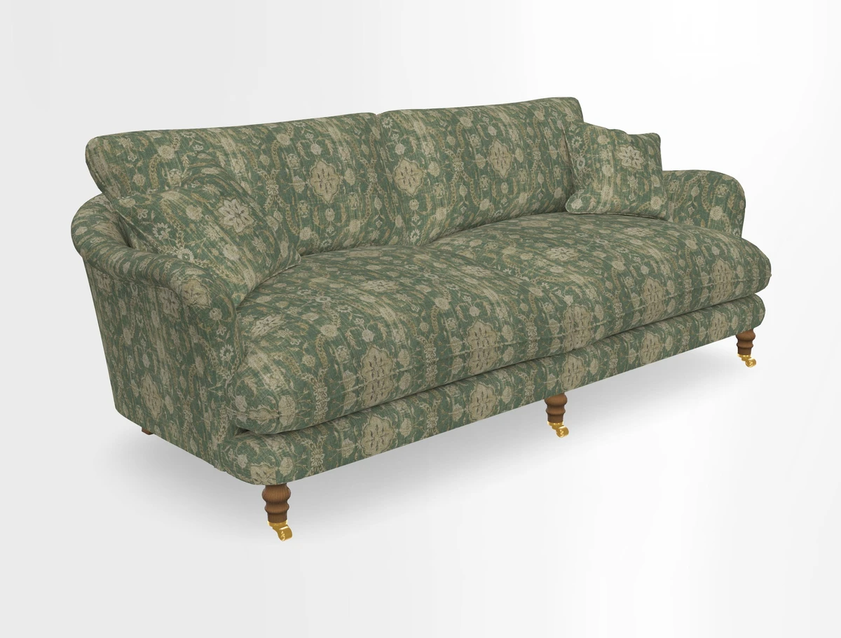 Pugin 3 Seater Sofa in V&A Threads of India Varanasi Wilderness Ink