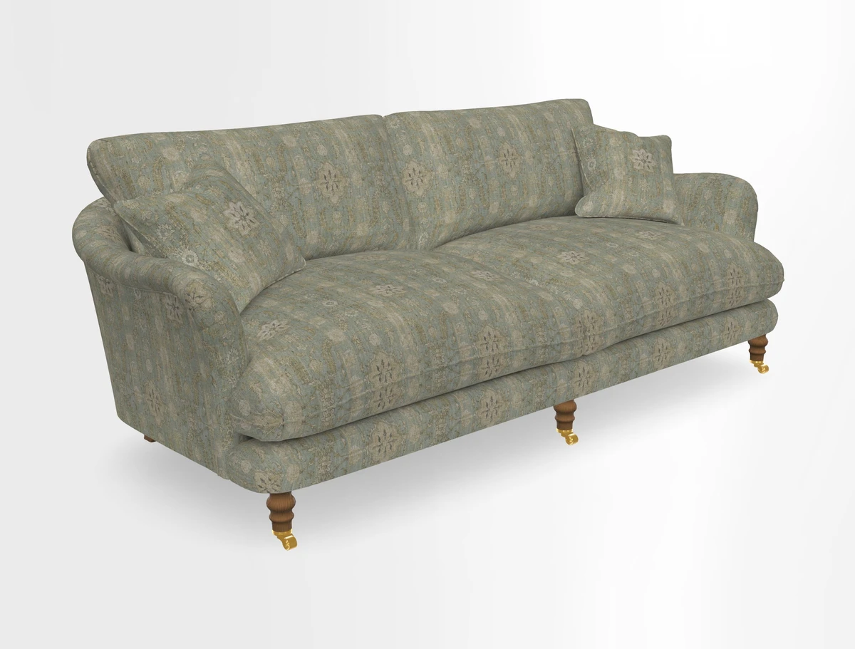 Pugin 3 Seater Sofa in V&A Threads of India Varanasi Wilderness Ink
