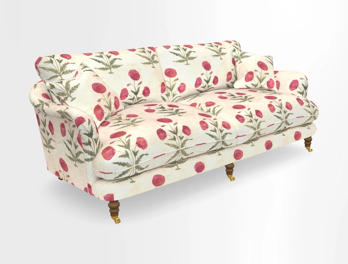 Pugin 3 Seater Sofa in V&A Threads of India Varanasi Wilderness Ink