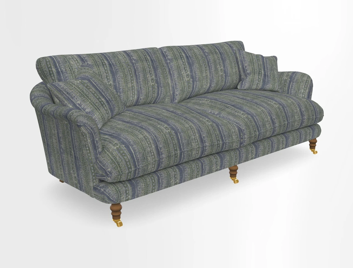 Pugin 3 Seater Sofa in V&A Threads of India Varanasi Wilderness Ink