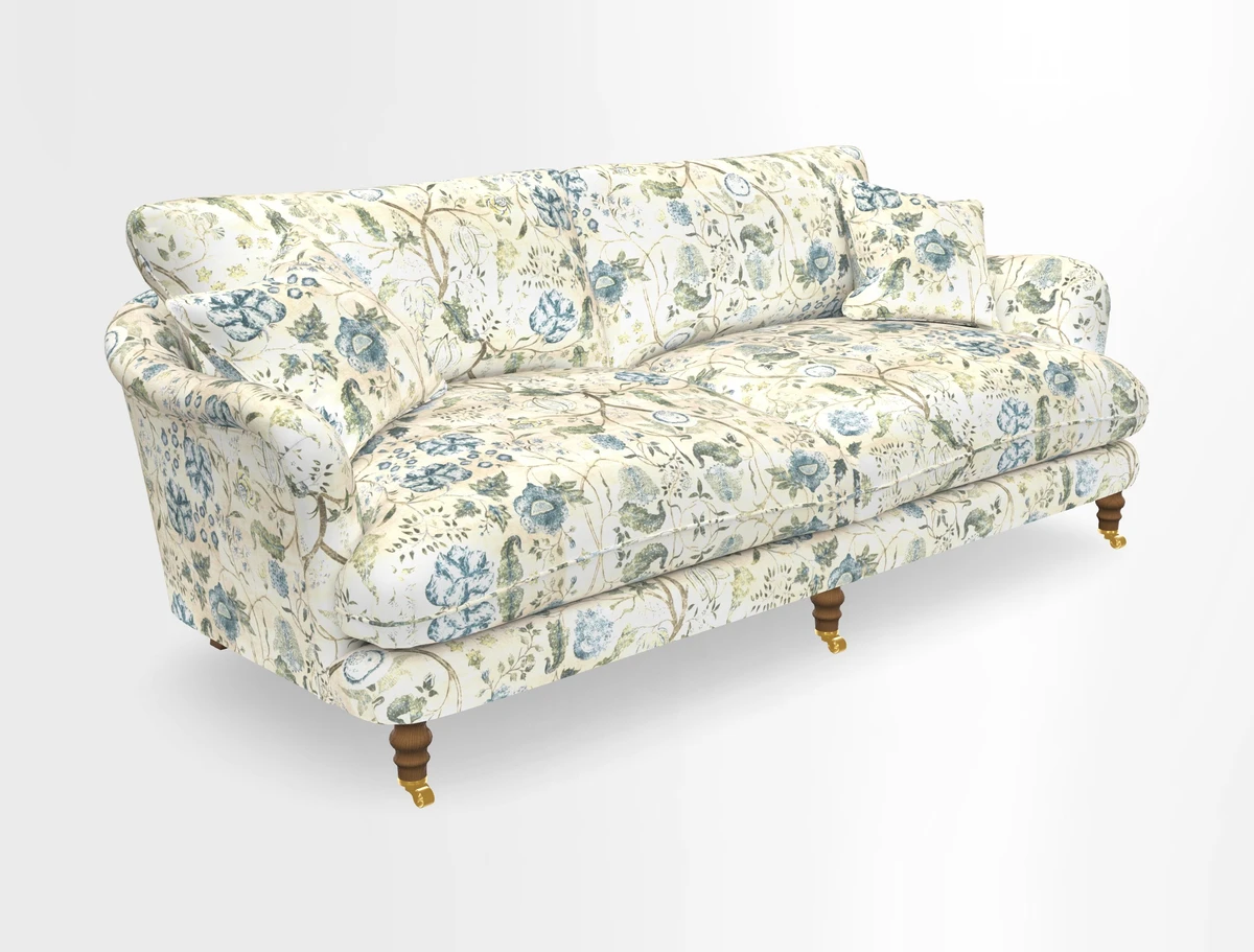 Pugin 3 Seater Sofa in V&A Threads of India Varanasi Wilderness Ink