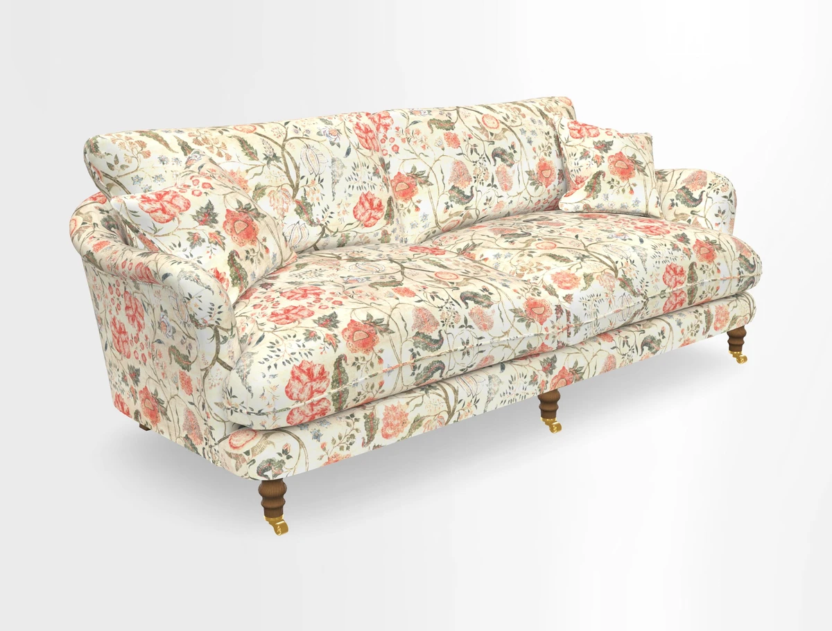 Pugin 3 Seater Sofa in V&A Threads of India Varanasi Wilderness Ink