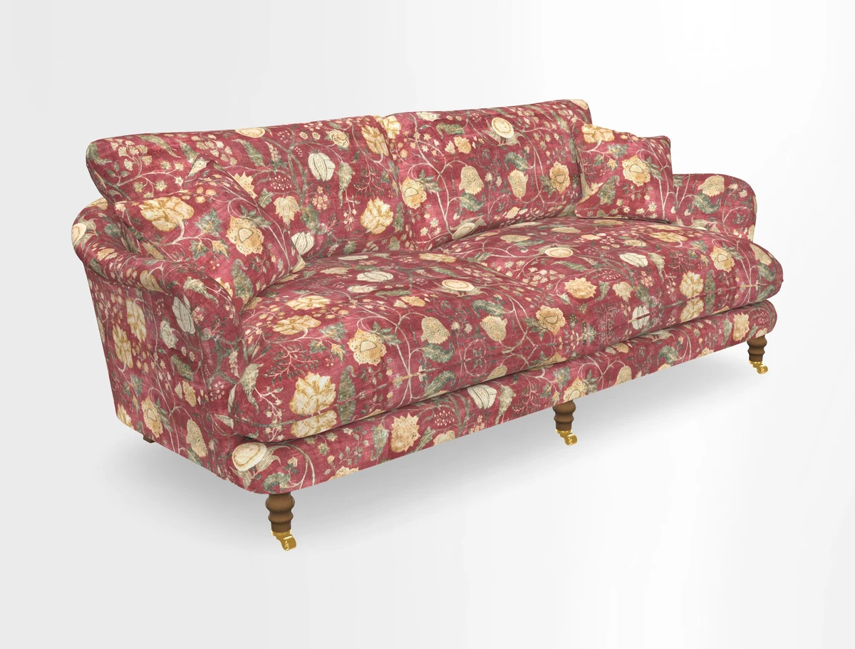 Pugin 3 Seater Sofa in V&A Threads of India Varanasi Wilderness Ink