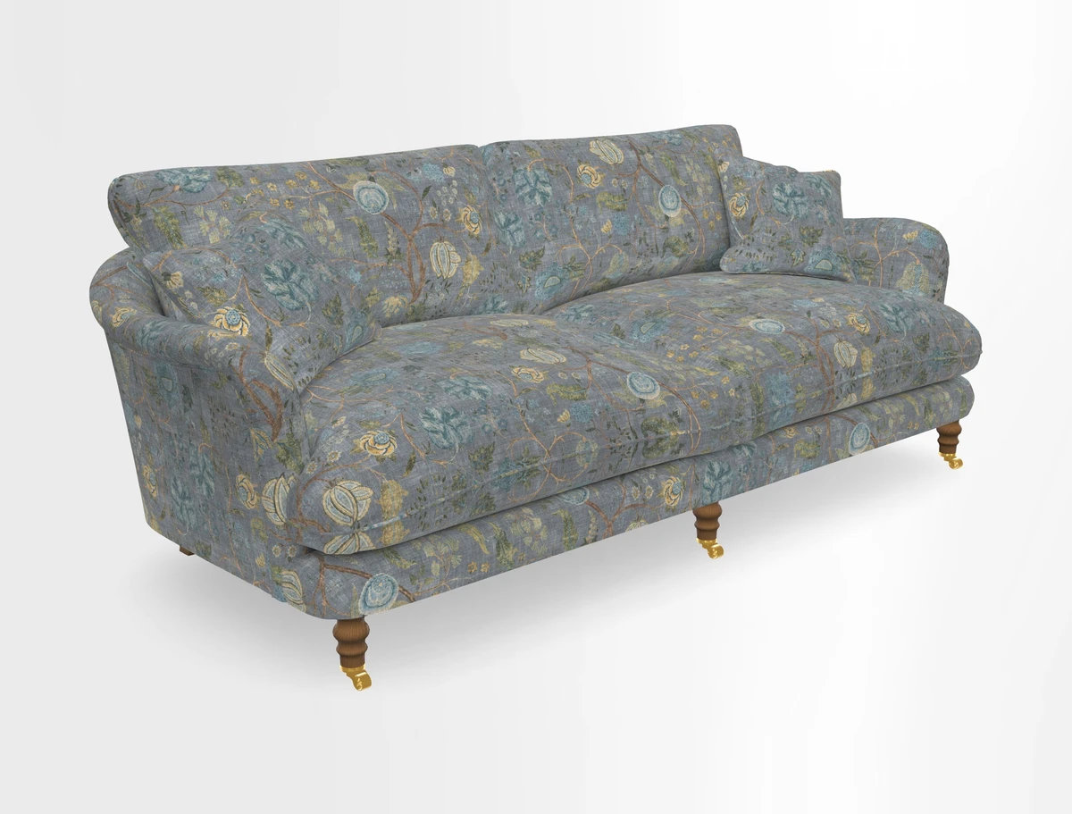 Pugin 3 Seater Sofa in V&A Threads of India Varanasi Wilderness Ink