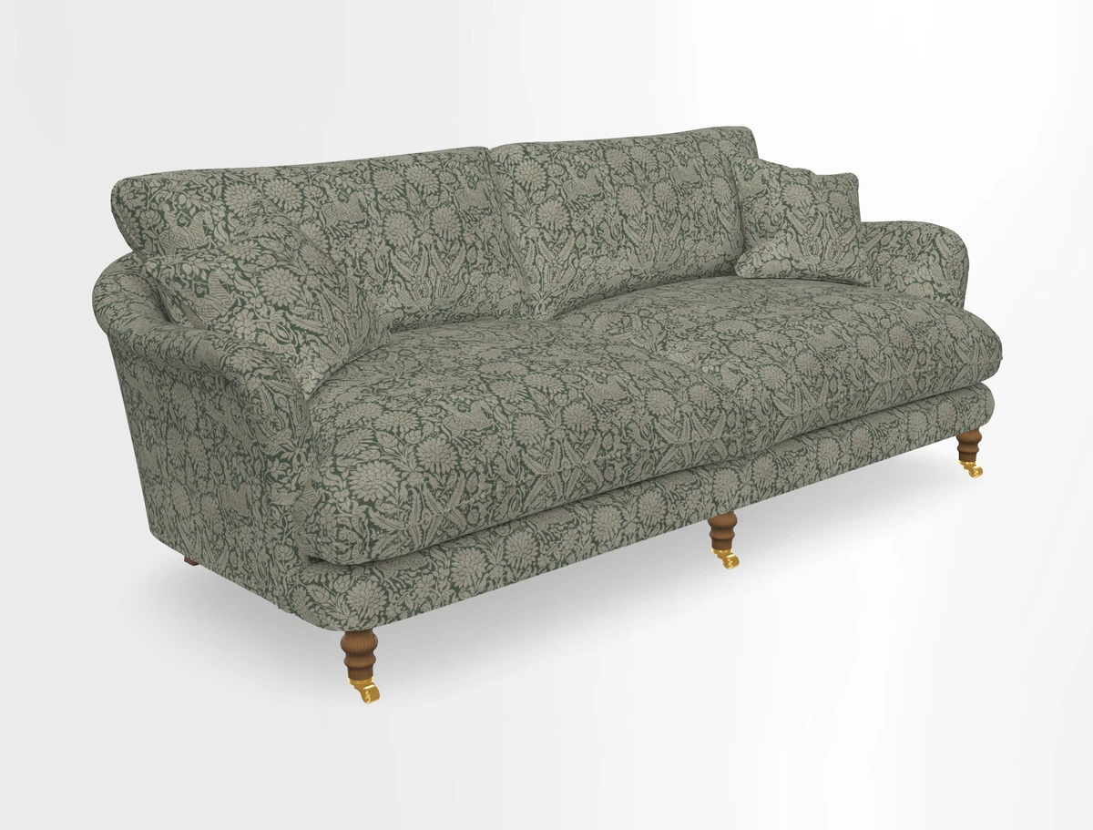 Pugin 3 Seater Sofa in V&A Threads of India Varanasi Wilderness Ink